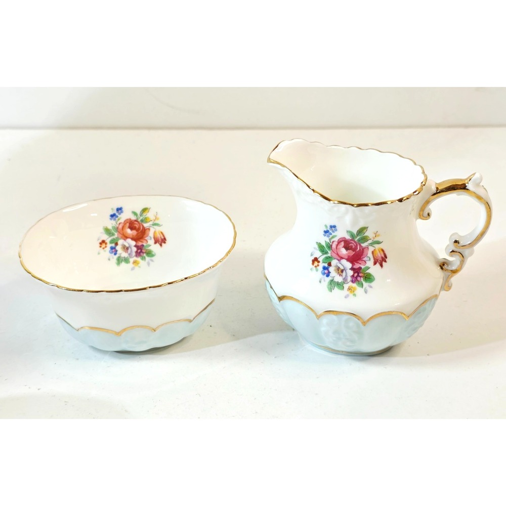 Vintage Aynsley England Mini Creamer Open Sugar Bowl Fine English Bone China